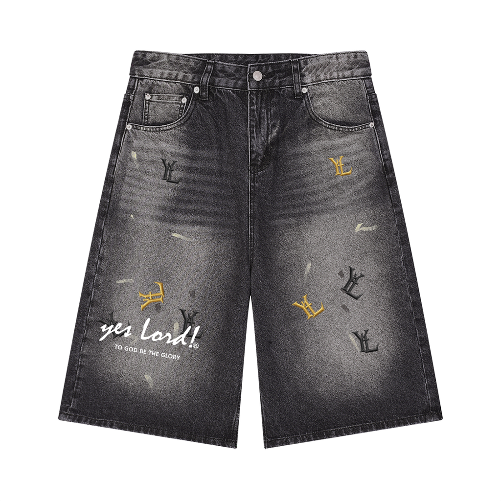TO GOD BE THE GLORY WIDE LEG DENIM SHORTS