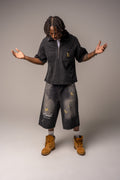 TO GOD BE THE GLORY WIDE LEG DENIM SHORTS